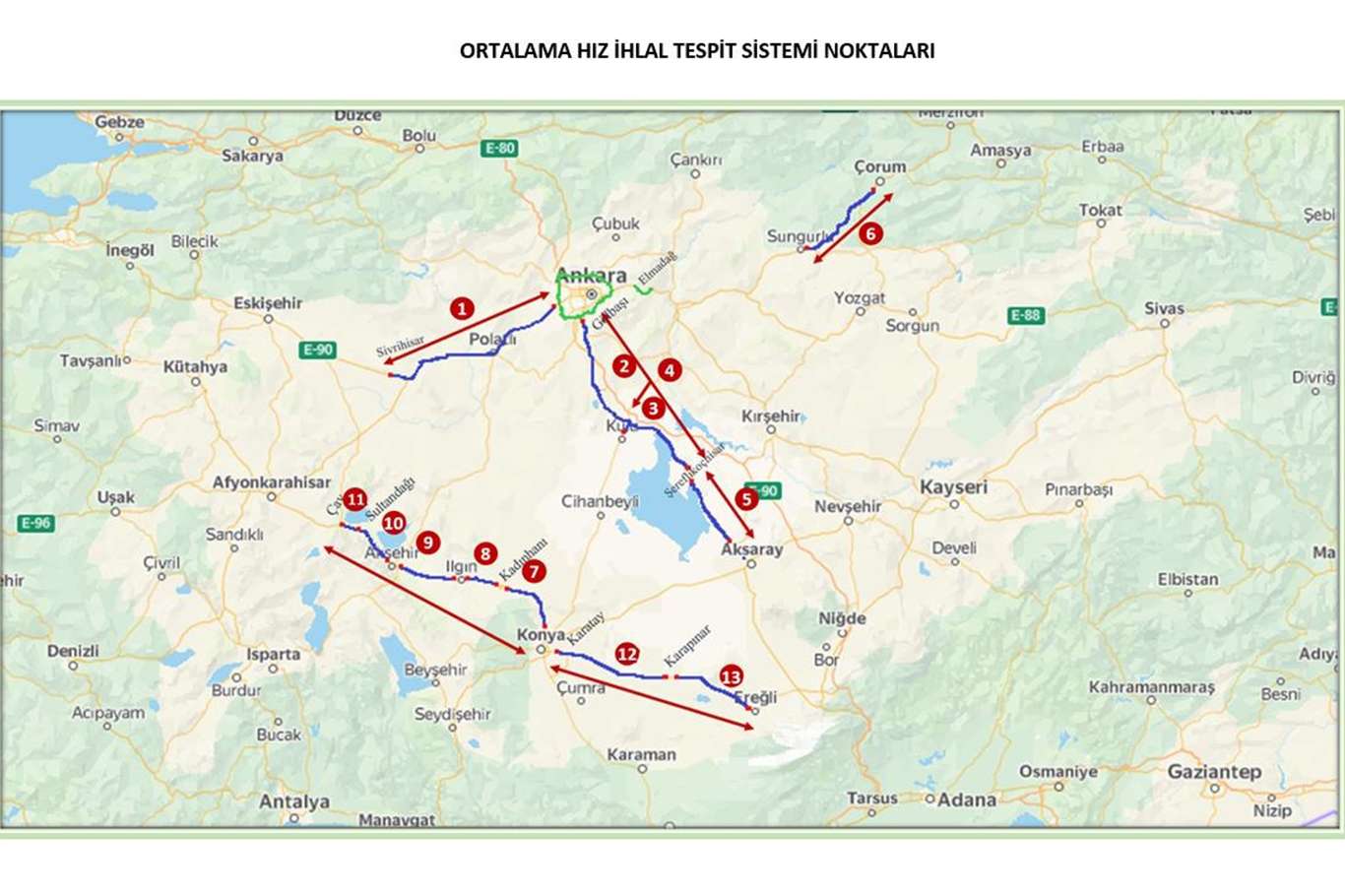 6 ilde "Ortalama Hız İhlali Tespit Sistemi" kuruldu 6 ilde "Ortalama Hız İhlali Tespit Sistemi" kuruldu
